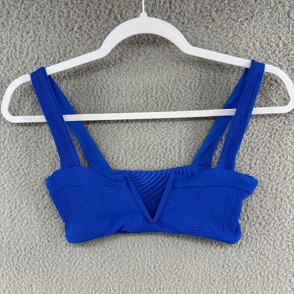 L*Space Ribbed Cobalt Blue Bikini Top S/P USA Made Swimwear Summer - Picture 1 of 6